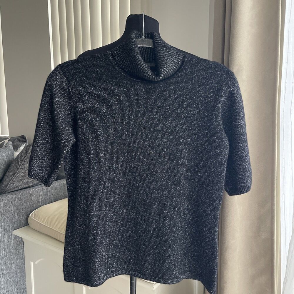 Amici 100% Cashmere Black & Silver Turtle Neck Knit sweater M